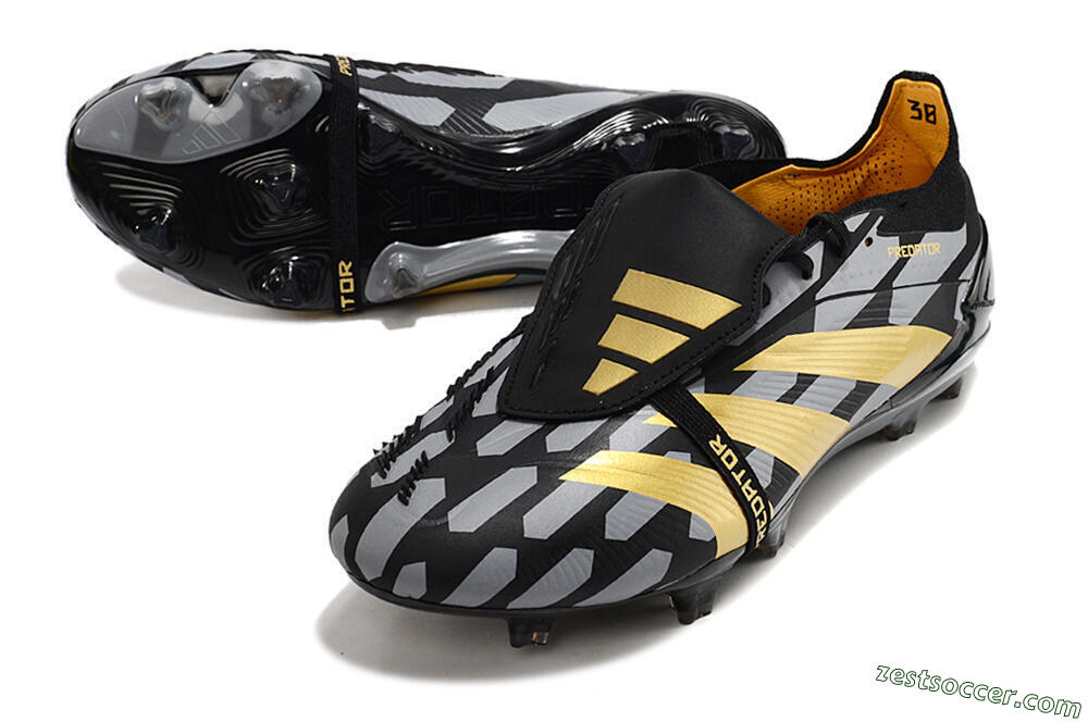 Adidas Predator Elite Foldover Tongue FG Low-Tops Soccer Cleats - Black/Grey/Gold 3