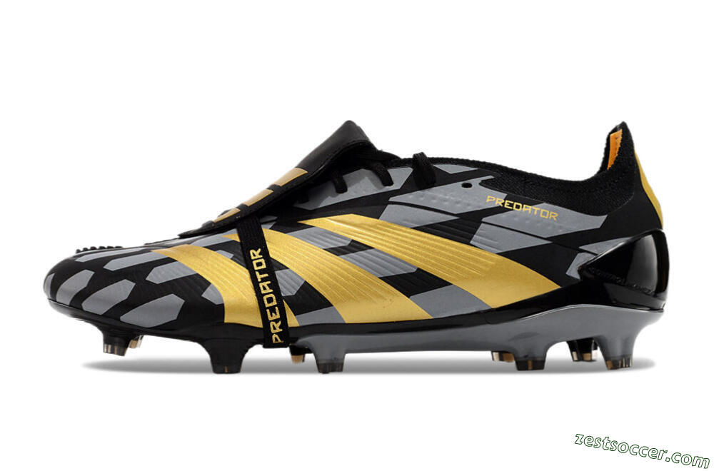Adidas Predator Elite Foldover Tongue FG Low-Tops Soccer Cleats - Black/Grey/Gold 2