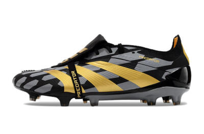 Adidas Predator Elite Foldover Tongue FG Low-Tops Soccer Cleats - Black/Grey/Gold