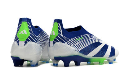 Adidas Predator+ 24 Elite Laceless FG Low-Tops Soccer Cleats - White/Blue/Yellow
