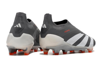 Adidas Predator+ 24 Elite Laceless FG Low-Tops Soccer Cleats - Grey/White/Orange
