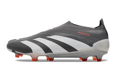 Adidas Predator+ 24 Elite Laceless FG Low-Tops Soccer Cleats - Grey/White/Orange