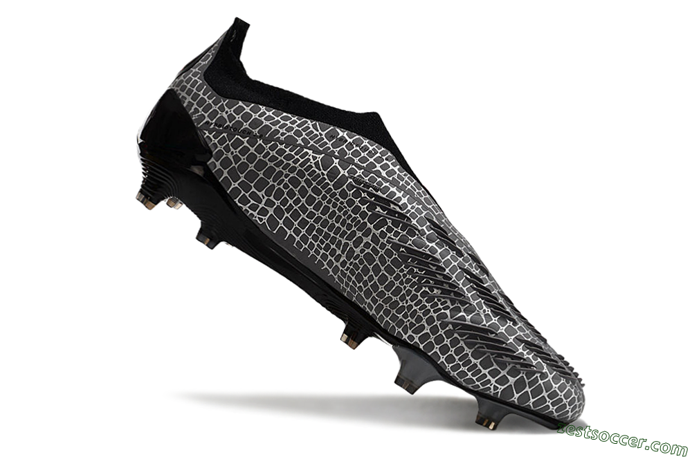 Adidas Predator+ 24 Elite Laceless FG Low-Tops Soccer Cleats - Grey/Black/Red 4