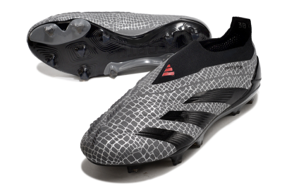 Adidas Predator+ 24 Elite Laceless FG Low-Tops Soccer Cleats - Grey/Black/Red