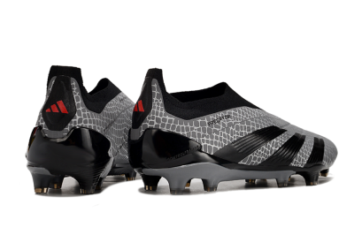 Adidas Predator+ 24 Elite Laceless FG Low-Tops Soccer Cleats - Grey/Black/Red