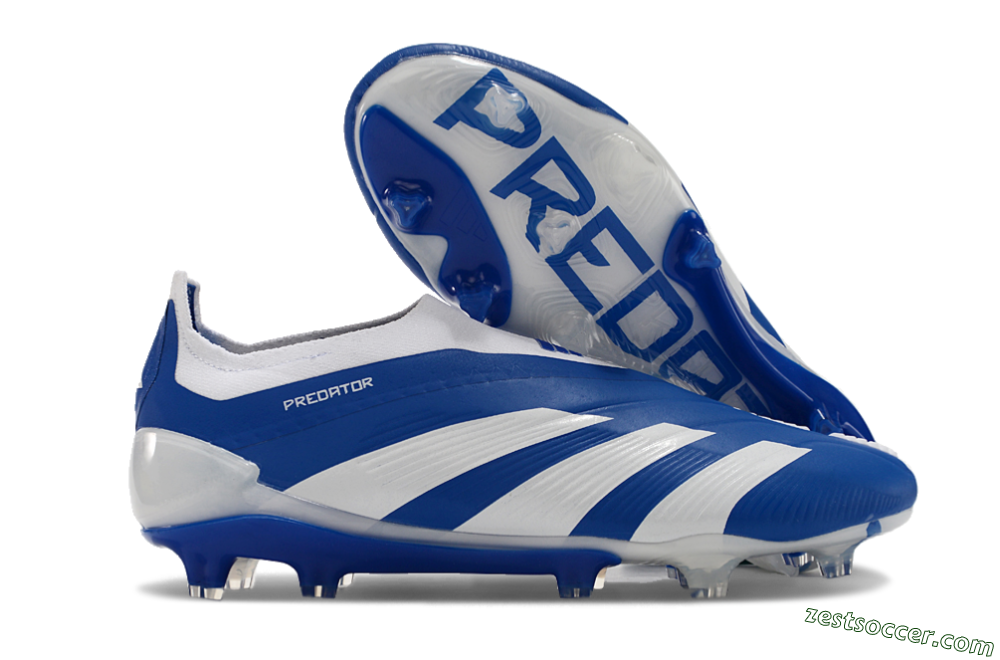 Adidas Predator+ 24 Elite Laceless FG Low-Tops Soccer Cleats - Blue/White 0