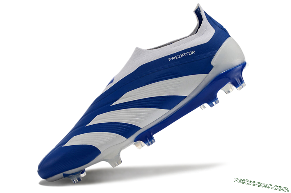 Adidas Predator+ 24 Elite Laceless FG Low-Tops Soccer Cleats - Blue/White 6