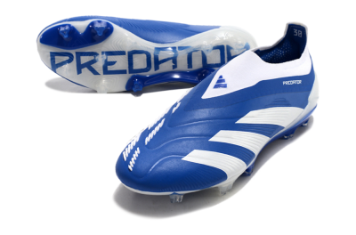 Adidas Predator+ 24 Elite Laceless FG Low-Tops Soccer Cleats - Blue/White
