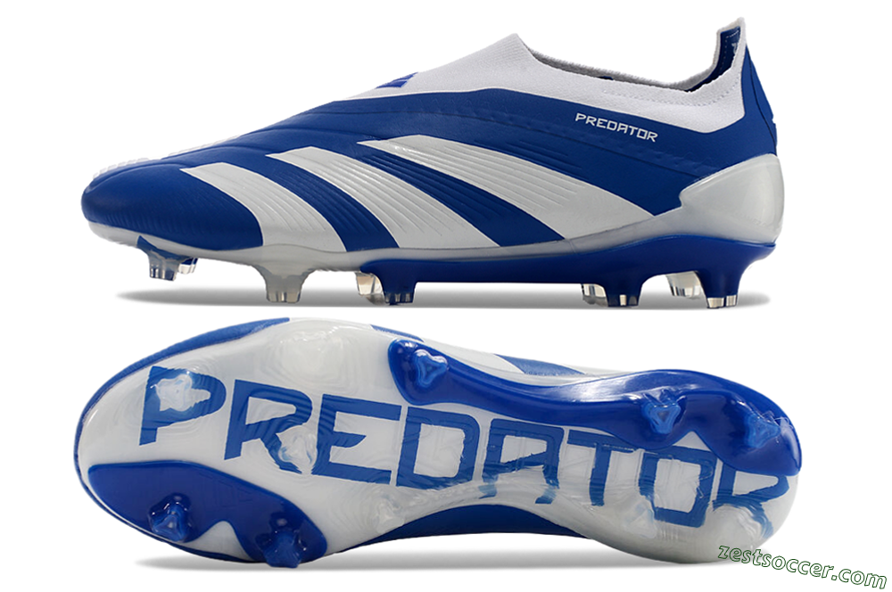 Adidas Predator+ 24 Elite Laceless FG Low-Tops Soccer Cleats - Blue/White 1