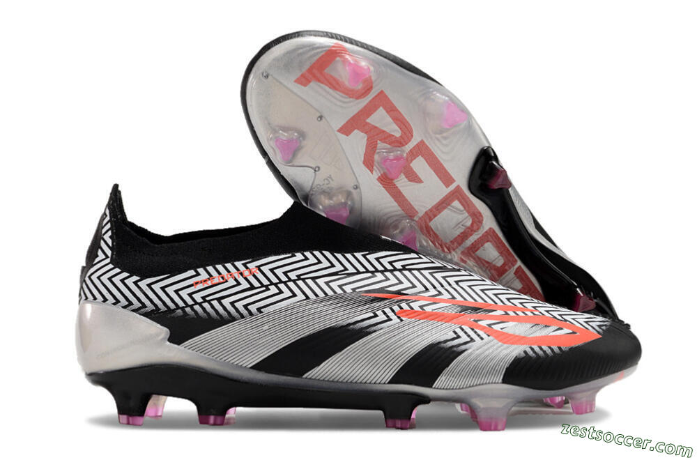 Adidas Predator+ 24 Elite Laceless FG Low-Tops Soccer Cleats - White/Black/Silver 0