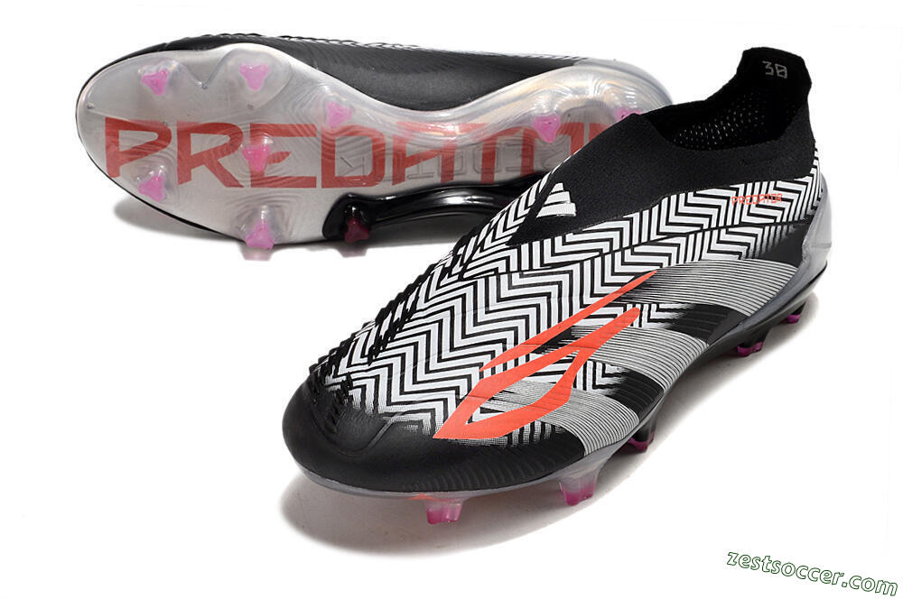 Adidas Predator+ 24 Elite Laceless FG Low-Tops Soccer Cleats - White/Black/Silver 3