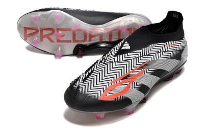 Adidas Predator+ 24 Elite Laceless FG Low-Tops Soccer Cleats - White/Black/Silver