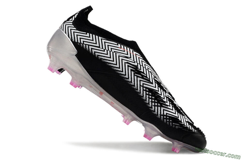 Adidas Predator+ 24 Elite Laceless FG Low-Tops Soccer Cleats - White/Black/Silver 4