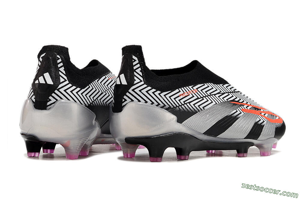 Adidas Predator+ 24 Elite Laceless FG Low-Tops Soccer Cleats - White/Black/Silver 6