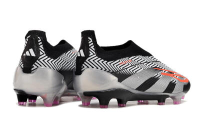 Adidas Predator+ 24 Elite Laceless FG Low-Tops Soccer Cleats - White/Black/Silver