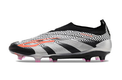 Adidas Predator+ 24 Elite Laceless FG Low-Tops Soccer Cleats - White/Black/Silver