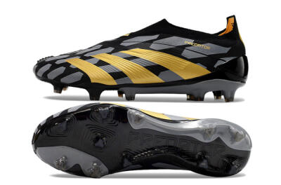 Adidas Predator+ 24 Elite Laceless FG Low-Tops Soccer Cleats - Grey/Black/Gold