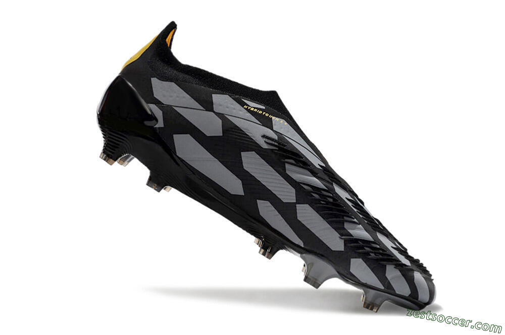 Adidas Predator+ 24 Elite Laceless FG Low-Tops Soccer Cleats - Grey/Black/Gold 4