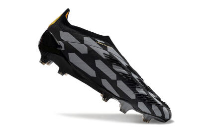 Adidas Predator+ 24 Elite Laceless FG Low-Tops Soccer Cleats - Grey/Black/Gold