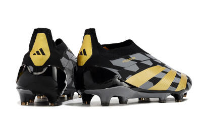 Adidas Predator+ 24 Elite Laceless FG Low-Tops Soccer Cleats - Grey/Black/Gold