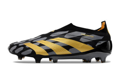 Adidas Predator+ 24 Elite Laceless FG Low-Tops Soccer Cleats - Grey/Black/Gold