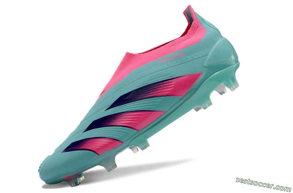 Adidas Predator+ 24 Elite Laceless FG Low-Tops Soccer Cleats - Jade/Pink/Purple 5