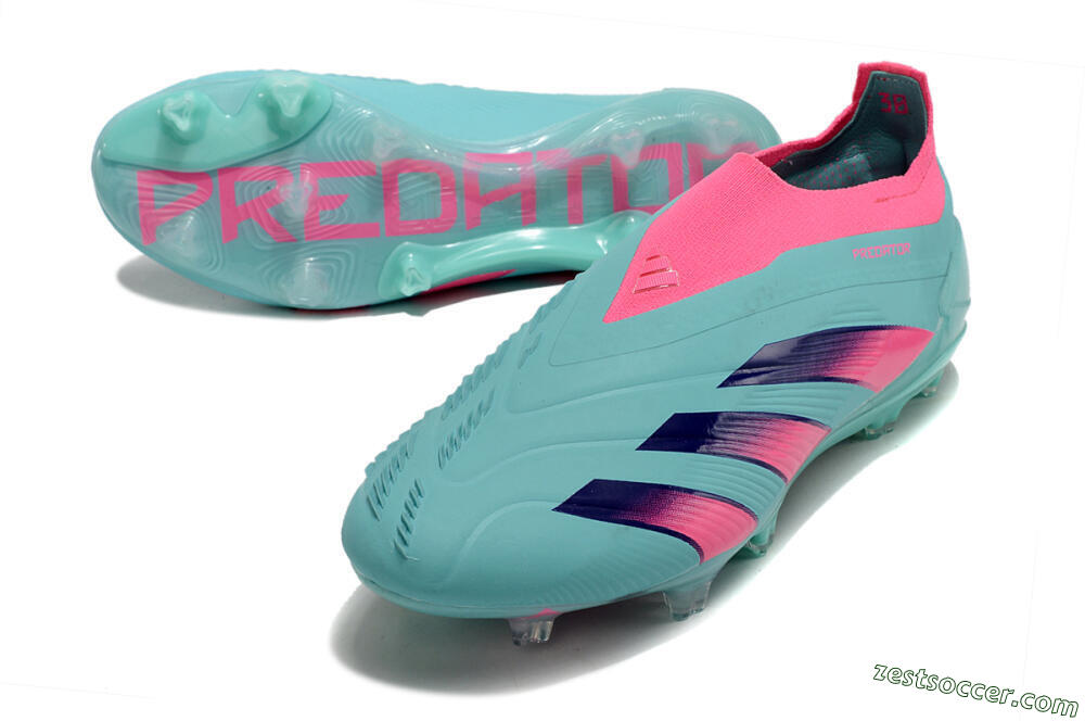 Adidas Predator+ 24 Elite Laceless FG Low-Tops Soccer Cleats - Jade/Pink/Purple 3