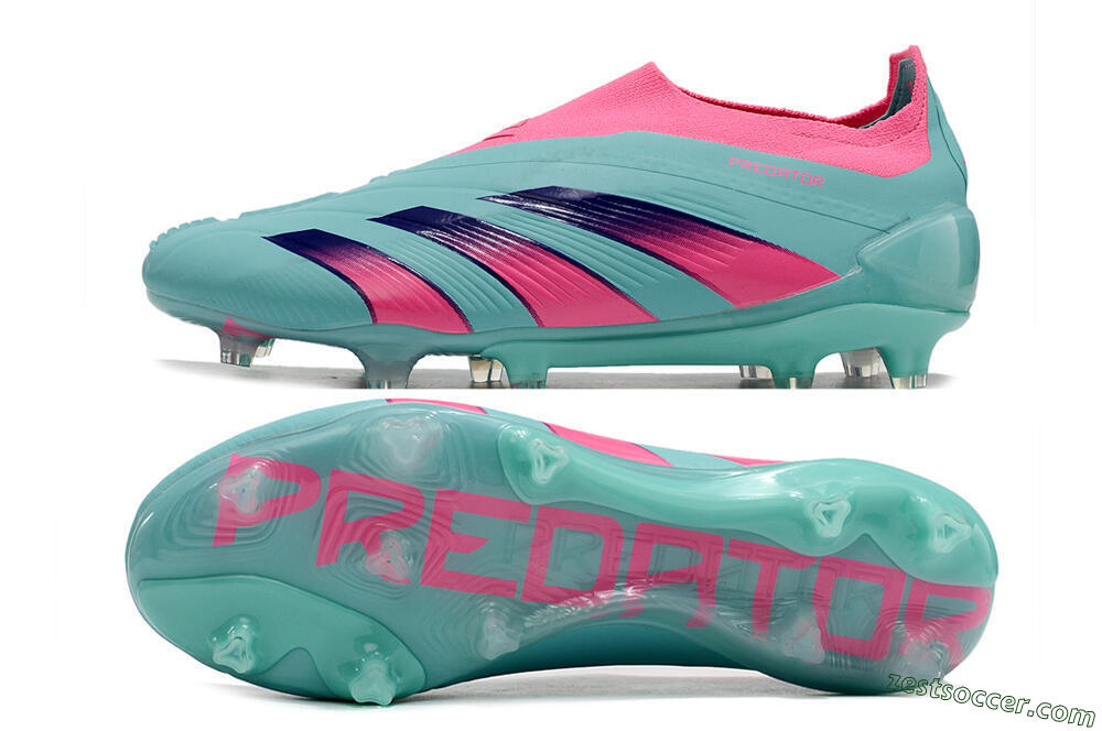 Adidas Predator+ 24 Elite Laceless FG Low-Tops Soccer Cleats - Jade/Pink/Purple 1