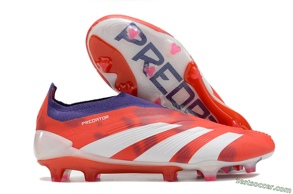 Adidas Predator+ 24 Elite Laceless FG Low-Tops Soccer Cleats - Red/White/Purple 0