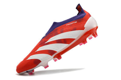 Adidas Predator+ 24 Elite Laceless FG Low-Tops Soccer Cleats - Red/White/Purple