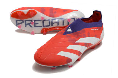Adidas Predator+ 24 Elite Laceless FG Low-Tops Soccer Cleats - Red/White/Purple