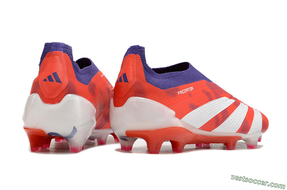 Adidas Predator+ 24 Elite Laceless FG Low-Tops Soccer Cleats - Red/White/Purple 6