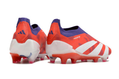 Adidas Predator+ 24 Elite Laceless FG Low-Tops Soccer Cleats - Red/White/Purple
