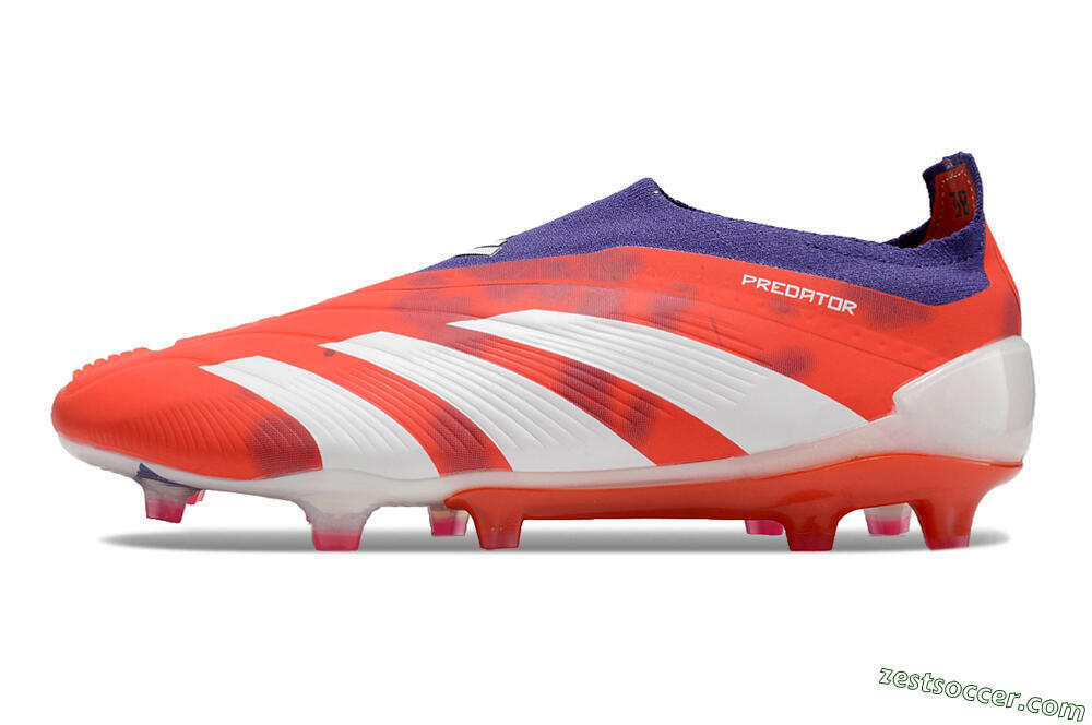 Adidas Predator+ 24 Elite Laceless FG Low-Tops Soccer Cleats - Red/White/Purple 2
