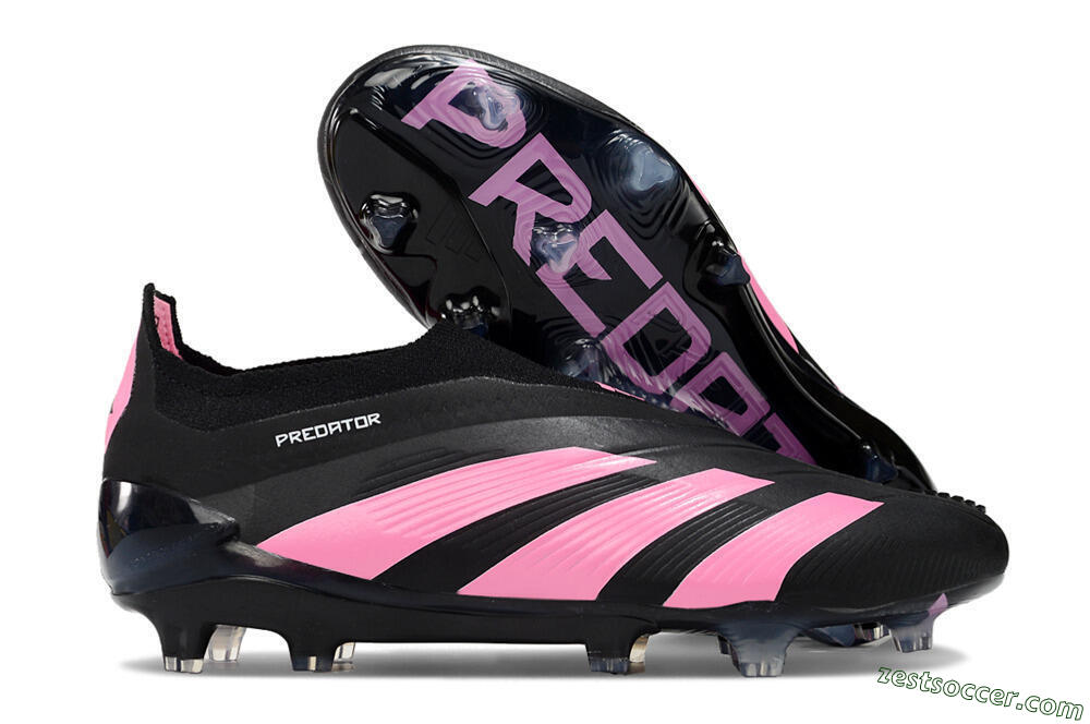 Adidas Predator+ 24 Elite Laceless FG Low-Tops Soccer Cleats - Black/Pink 0