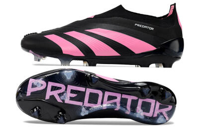 Adidas Predator+ 24 Elite Laceless FG Low-Tops Soccer Cleats - Black/Pink