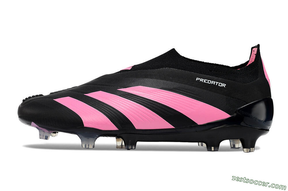 Adidas Predator+ 24 Elite Laceless FG Low-Tops Soccer Cleats - Black/Pink 2