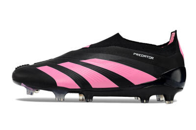 Adidas Predator+ 24 Elite Laceless FG Low-Tops Soccer Cleats - Black/Pink
