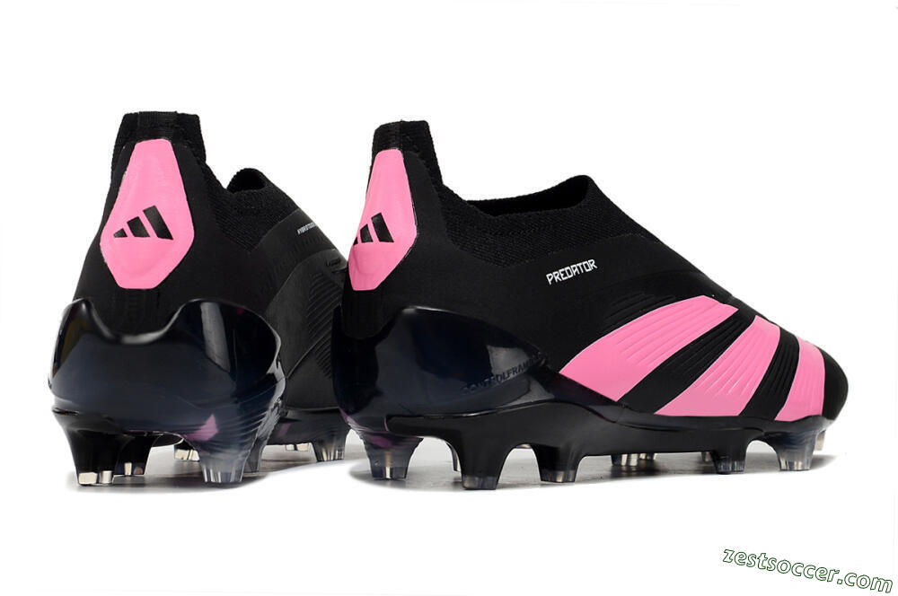 Adidas Predator+ 24 Elite Laceless FG Low-Tops Soccer Cleats - Black/Pink 6