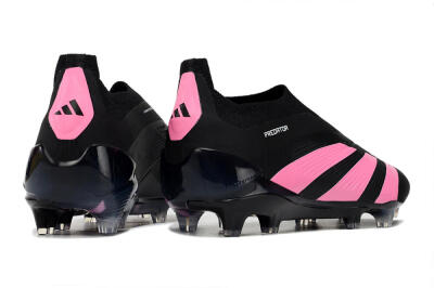 Adidas Predator+ 24 Elite Laceless FG Low-Tops Soccer Cleats - Black/Pink