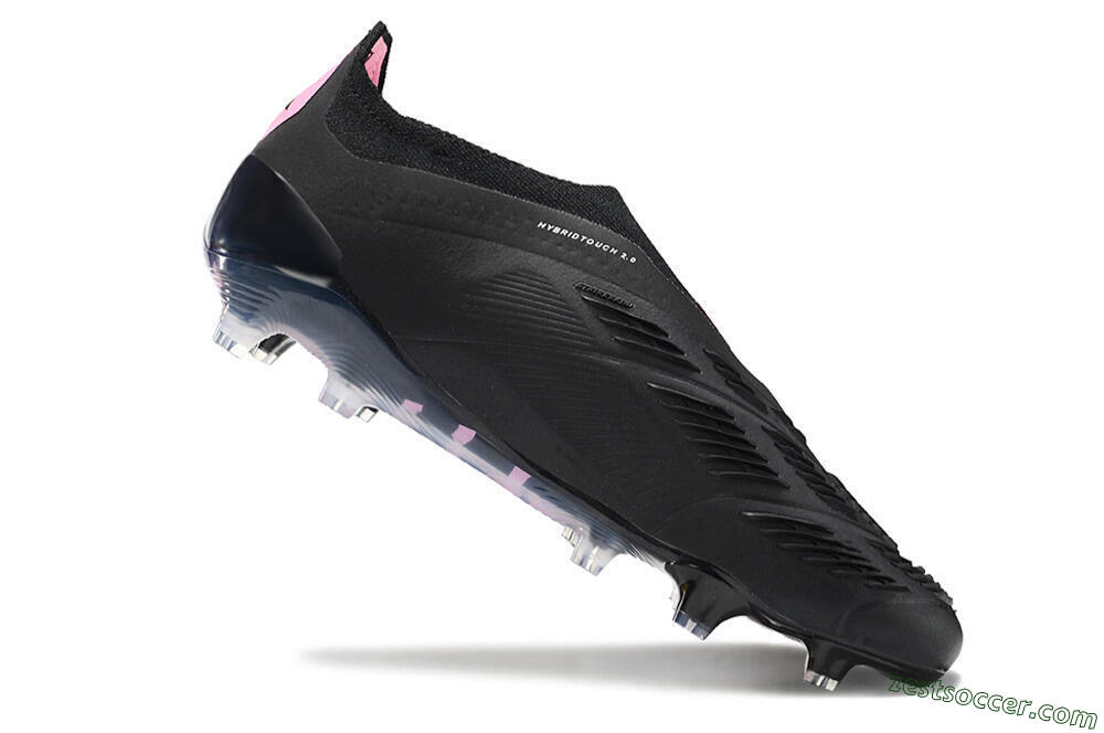 Adidas Predator+ 24 Elite Laceless FG Low-Tops Soccer Cleats - Black/Pink 4