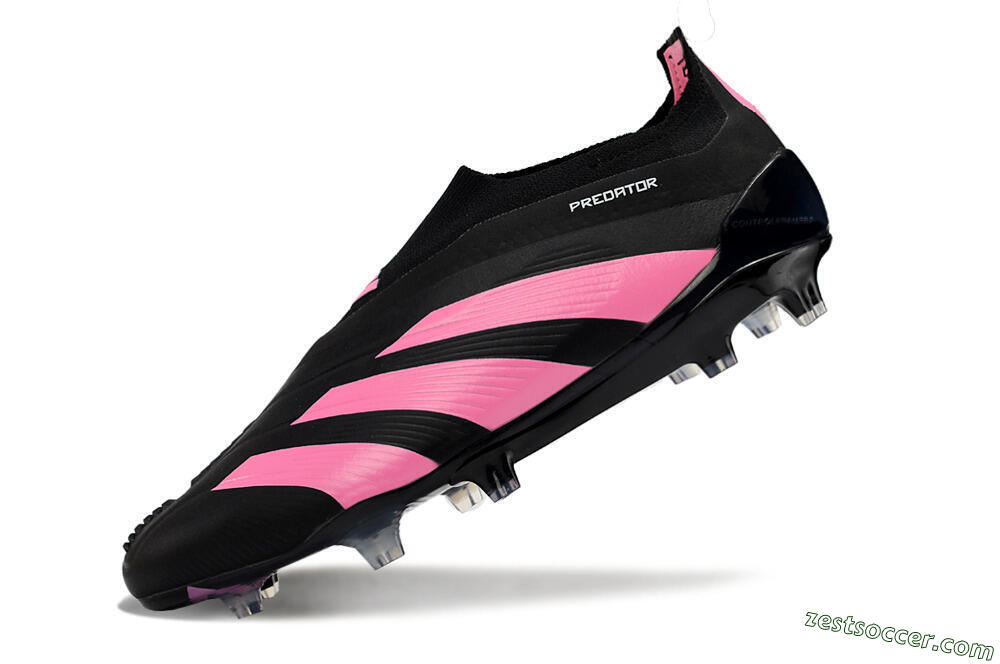 Adidas Predator+ 24 Elite Laceless FG Low-Tops Soccer Cleats - Black/Pink 5
