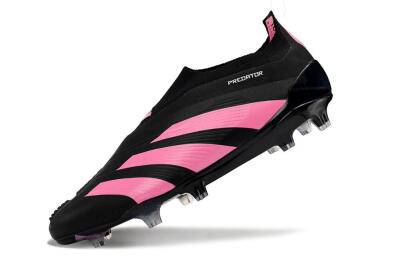 Adidas Predator+ 24 Elite Laceless FG Low-Tops Soccer Cleats - Black/Pink