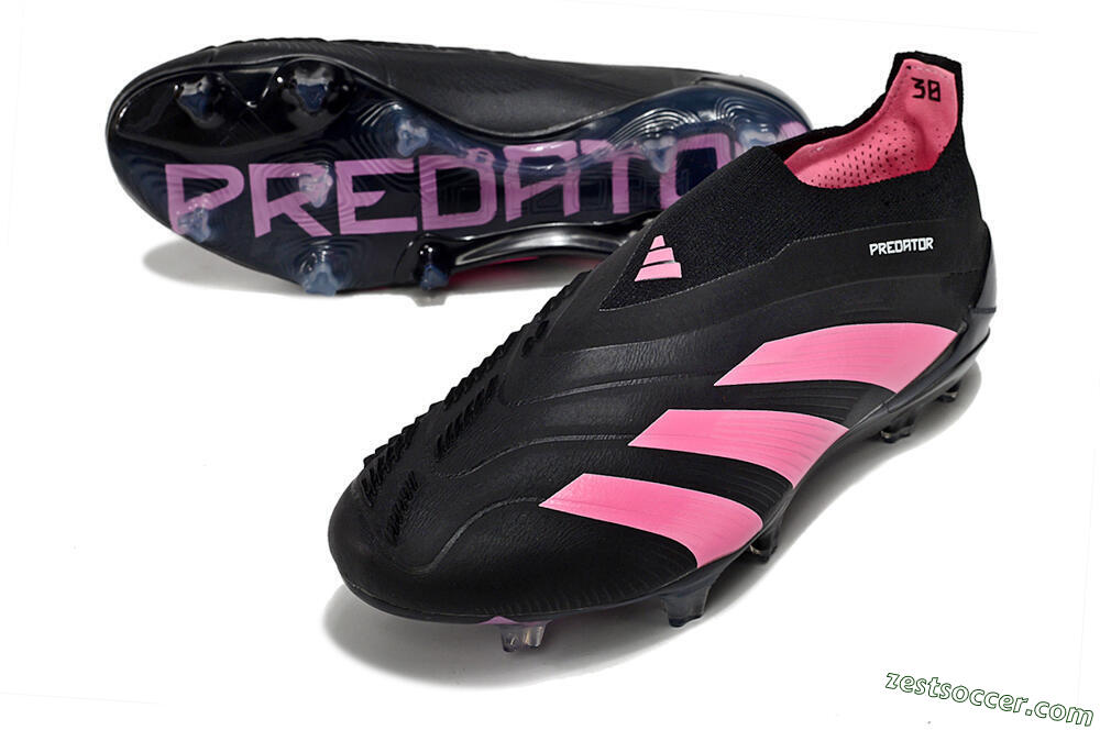 Adidas Predator+ 24 Elite Laceless FG Low-Tops Soccer Cleats - Black/Pink 3