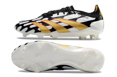 Adidas Predator 24 Elite FG Low-Tops Soccer Cleats - White/Black/Gold