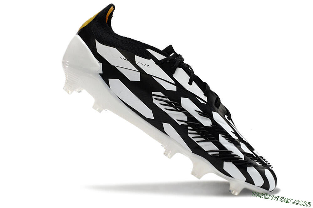 Adidas Predator 24 Elite FG Low-Tops Soccer Cleats - White/Black/Gold 4