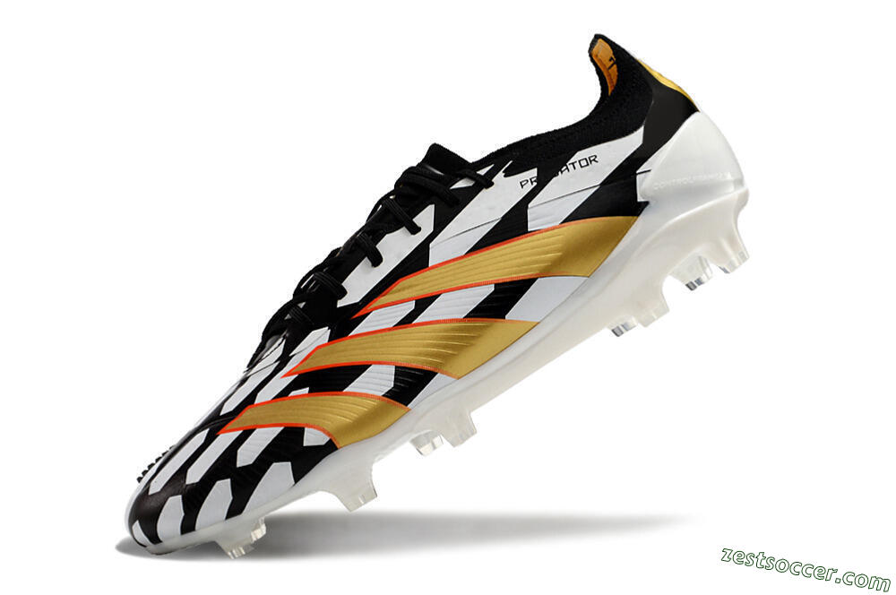 Adidas Predator 24 Elite FG Low-Tops Soccer Cleats - White/Black/Gold 5