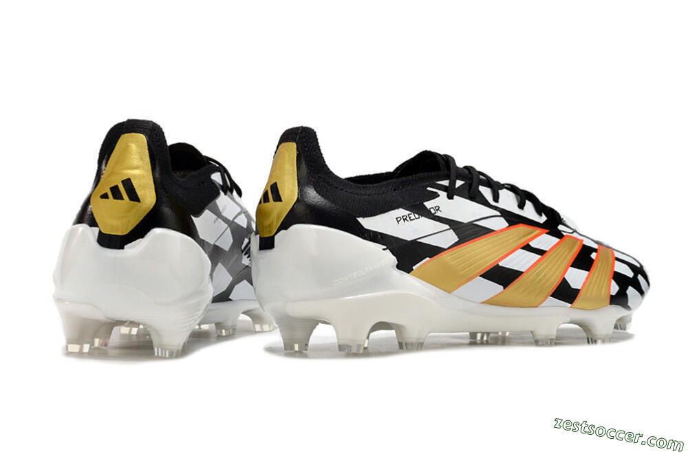 Adidas Predator 24 Elite FG Low-Tops Soccer Cleats - White/Black/Gold 6