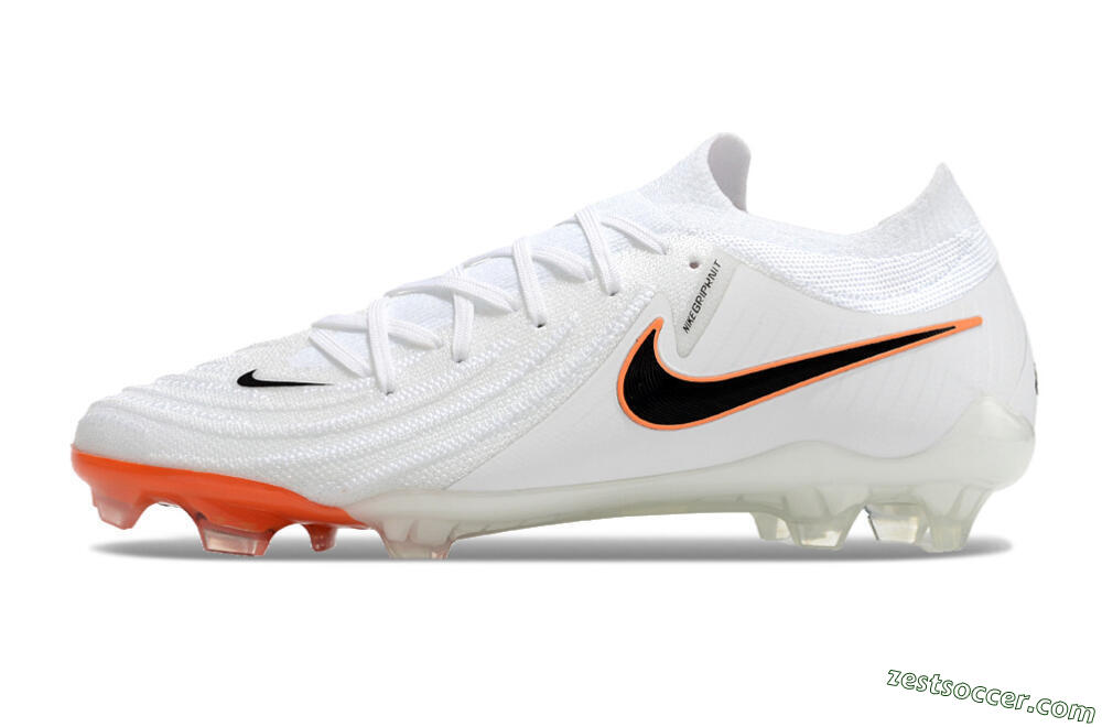 Nike Phantom Luna Elite NU FG Low-Tops Soccer Cleats - White/Black/Orange 2