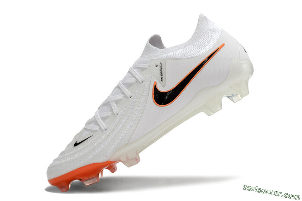 Nike Phantom Luna Elite NU FG Low-Tops Soccer Cleats - White/Black/Orange 5